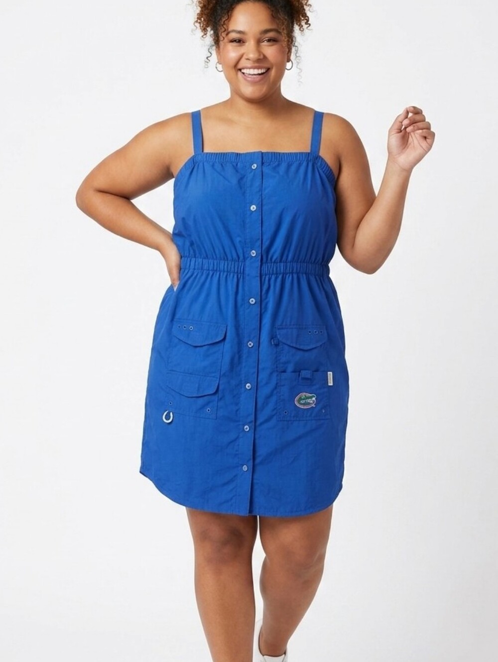 Columbia Royal Blue Faux Button-Front Utility Style Mini Dress